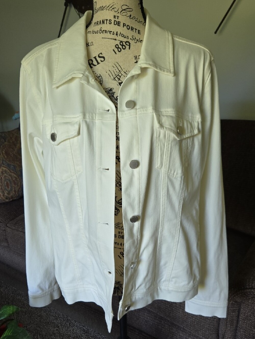 Liverpool Jeans Company White Denim Jacket - Button-Front Jean Jacket